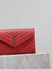 YSL Classic Cassandre Chain Wallet In Grain De Poudre Leather Red -  22.5x14x4cm - 3