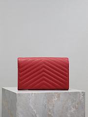 YSL Classic Cassandre Chain Wallet In Grain De Poudre Leather Red -  22.5x14x4cm - 2
