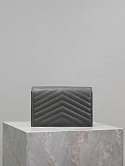 YSL Cassandre Envelope Chain Wallet In Grain De Poudre Leather Gray - 19x12.5x3.5cm - 4