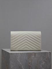 YSL Classic Cassandre Chain Wallet In Grain De Poudre Leather White Gold - 22.5x14x4cm - 5