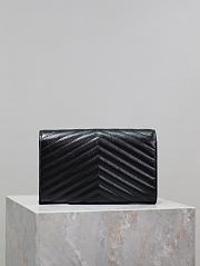 YSL Classic Cassandre Chain Wallet In Grain De Poudre Leather Black Silver - 22.5x14x4cm - 3