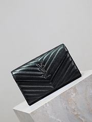YSL Classic Cassandre Chain Wallet In Grain De Poudre Leather Black Silver - 22.5x14x4cm - 6