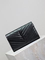 YSL Classic Cassandre Chain Wallet In Grain De Poudre Leather Black - 22.5x14x4cm - 6