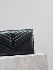 YSL Classic Cassandre Chain Wallet In Grain De Poudre Leather Black - 22.5x14x4cm - 5