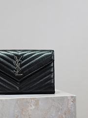 YSL Classic Cassandre Chain Wallet In Grain De Poudre Leather Black - 22.5x14x4cm - 4