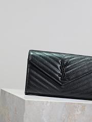 YSL Classic Cassandre Chain Wallet In Grain De Poudre Leather Black - 22.5x14x4cm - 3