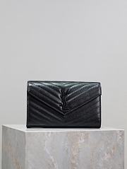 YSL Classic Cassandre Chain Wallet In Grain De Poudre Leather Black - 22.5x14x4cm - 2