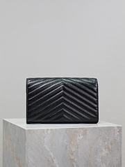 YSL Classic Cassandre Chain Wallet In Grain De Poudre Leather Black Gold - 22.5x14x4cm - 4