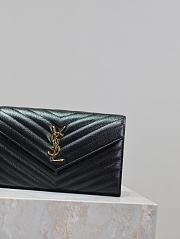 YSL Classic Cassandre Chain Wallet In Grain De Poudre Leather Black Gold - 22.5x14x4cm - 3
