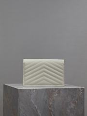 YSL Cassandre Envelope Chain Wallet In Grain De Poudre Leather White Gold - 19x12.5x3.5cm - 4