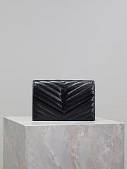 YSL Cassandre Envelope Chain Wallet In Grain De Poudre Leather Black - 19x12.5x3.5cm - 4