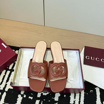 Gucci Slide Sandal with Interlocking G Brown