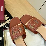 Gucci Slide Sandal with Interlocking G Brown - 4