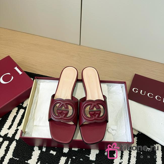 Gucci Slide Sandal with Interlocking G Red - 1