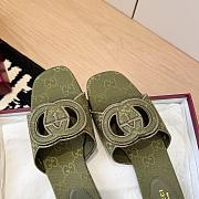 Gucci Interlocking G Slide Sandal in Green GG Canvas - 4