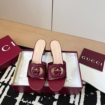 Gucci Interlocking G Slide Sandal in Red Leather 5.5cm