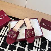 Gucci Interlocking G Slide Sandal in Red Leather 5.5cm - 6