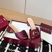 Gucci Interlocking G Slide Sandal in Red Leather 5.5cm - 5