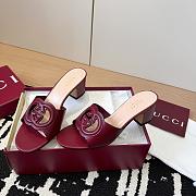 Gucci Interlocking G Slide Sandal in Red Leather 5.5cm - 4