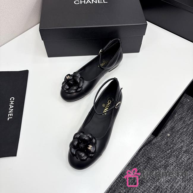 Chanel Ballet Flats Lamskin Calfskin Black - 1