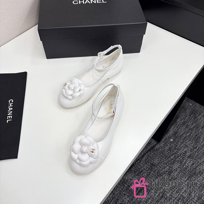 Chanel Ballet Flats Lamskin Calfskin White - 1