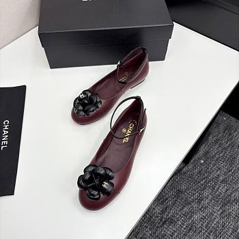 Chanel Ballet Flats Lamskin Calfskin Burgundy