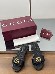 Gucci Slide Sandal With Doube G In Black Leather - 1