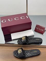 Gucci Slide Sandal With Doube G In Black Leather - 2