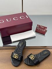 Gucci Slide Sandal With Doube G In Black Leather - 3