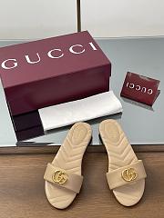 Gucci Slide Sandal With Doube G In Beige Leather - 1