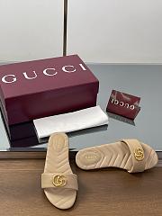 Gucci Slide Sandal With Doube G In Beige Leather - 3