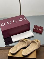 Gucci Slide Sandal With Doube G In Beige Leather - 4
