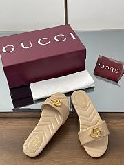 Gucci Slide Sandal With Doube G In Beige Leather - 5