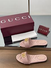 Gucci Slide Sandal With Doube G In Pink Leather - 5