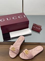 Gucci Slide Sandal With Doube G In Pink Leather - 6