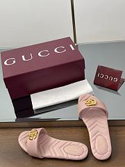 Gucci Slide Sandal With Doube G In Pink Leather - 3