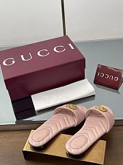 Gucci Slide Sandal With Doube G In Pink Leather - 2