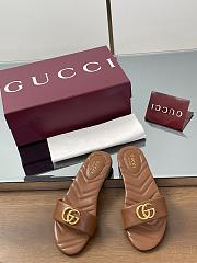 Gucci Slide Sandal With Doube G In Brown Leather - 1