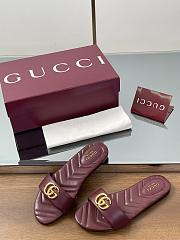Gucci Slide Sandal With Doube G In Burgundy Leather - 5