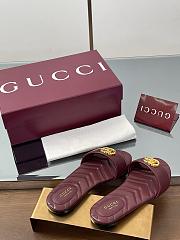 Gucci Slide Sandal With Doube G In Burgundy Leather - 6