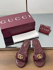 Gucci Slide Sandal With Doube G In Burgundy Leather - 2