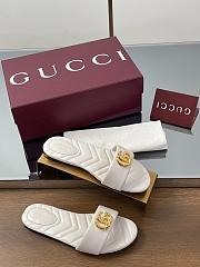 Gucci Slide Sandal With Doube G In White Leather - 6