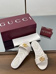 Gucci Slide Sandal With Doube G In White Leather - 5