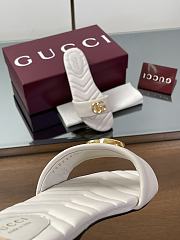 Gucci Slide Sandal With Doube G In White Leather - 2