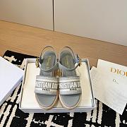 Dway Wedge Sandal Deep Gray Calfskin and Embroidered Cotton - 1