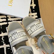 Dway Wedge Sandal Deep Gray Calfskin and Embroidered Cotton - 6