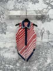 Gucci Silk Twill Printed Knot Hem Top In Red And Blue - 1