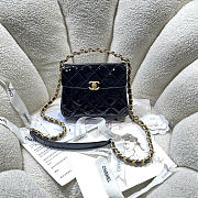 Chanel Patent Quilted Top Handle Mini Flap Black - 18x14x7cm  - 3