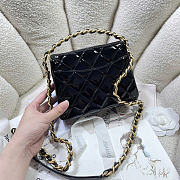 Chanel Patent Quilted Top Handle Mini Flap Black - 18x14x7cm  - 2