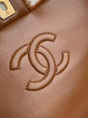 Chanel Flap Bag Shearling Lambskin & Gold-Tone Metal Brown - 16×23.5×7.5cm - 4